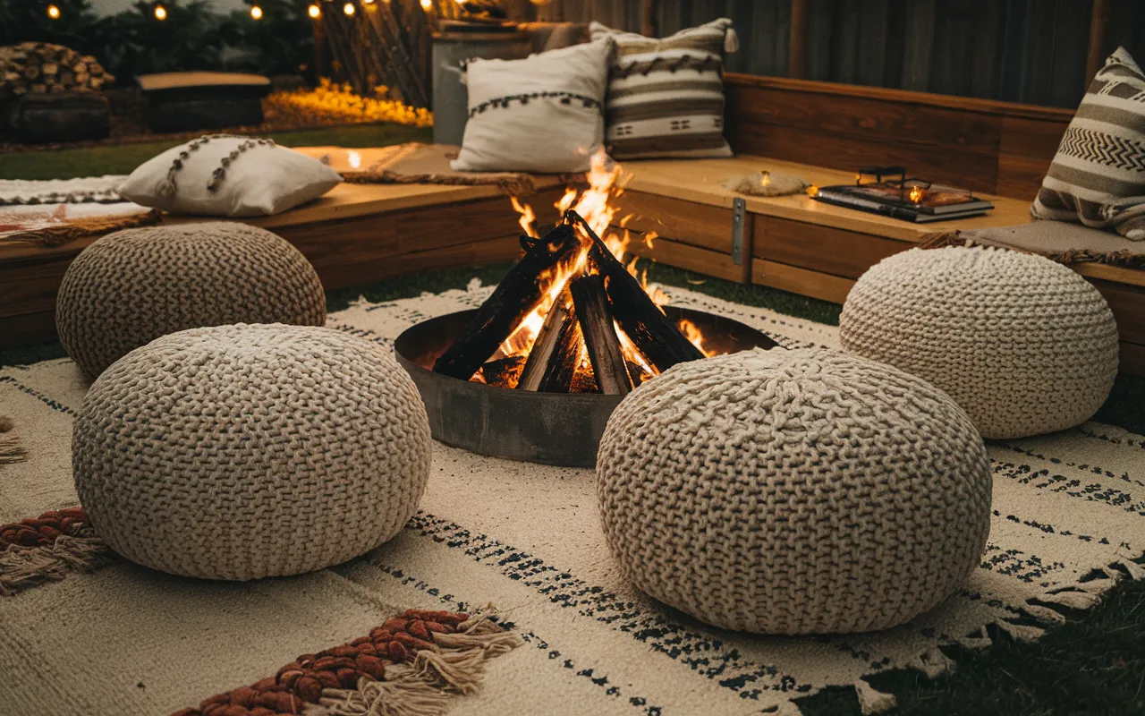 Chunky Knit Floor Poufs
