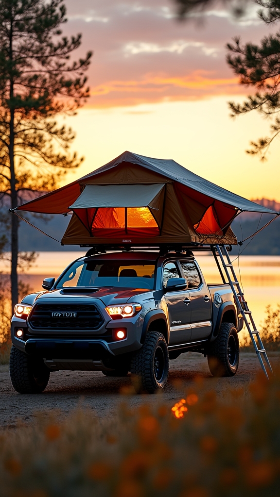 Rooftop Tent on Tacoma With Awning Extension