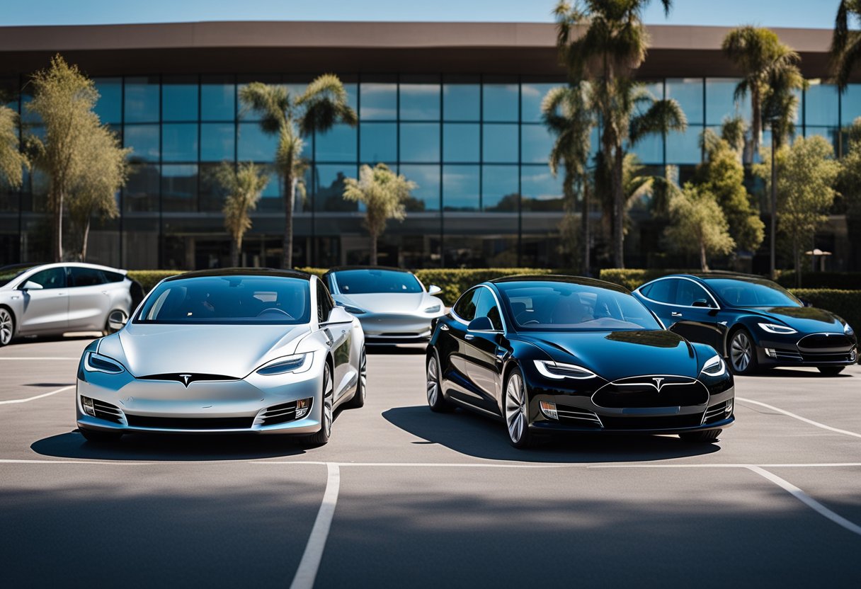 Tesla Car Company Office with Parking Lots