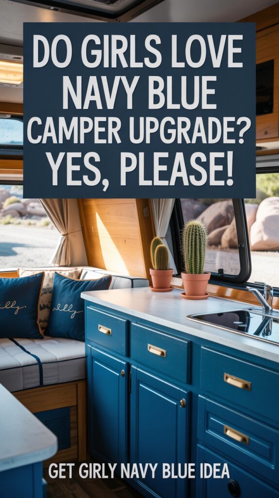 Navy Blue Pop Up Camper Remodel Ideas for a Chic Desert Escape