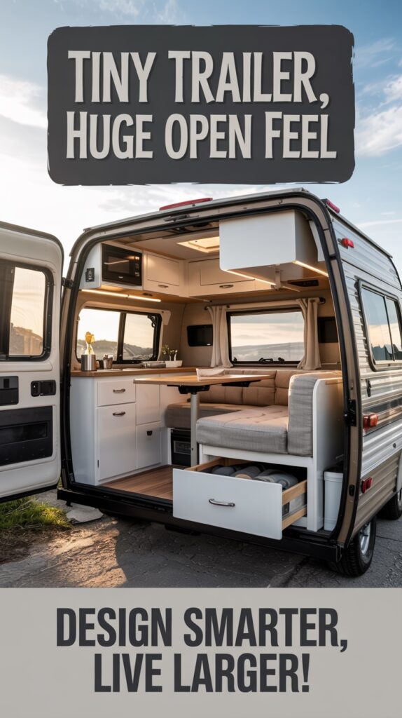 Tiny Travel Trailer Remodel With Open-Concept Layout