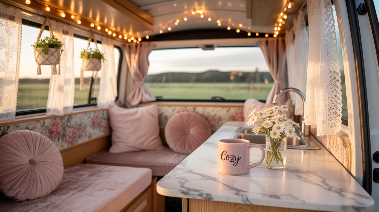 20 Feminine Camper Van Interiors Ideas with Personality