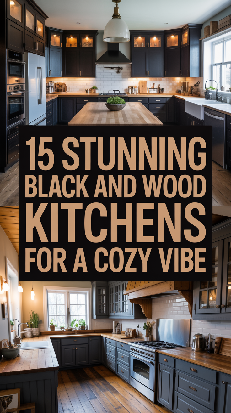 15 Black and Natural Wood Kitchen Ideas That Feel Cozy and Inviting
