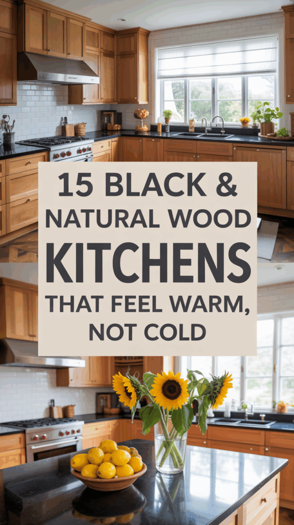 15 Black and Natural Wood Kitchen Ideas That Feel Cozy and Inviting