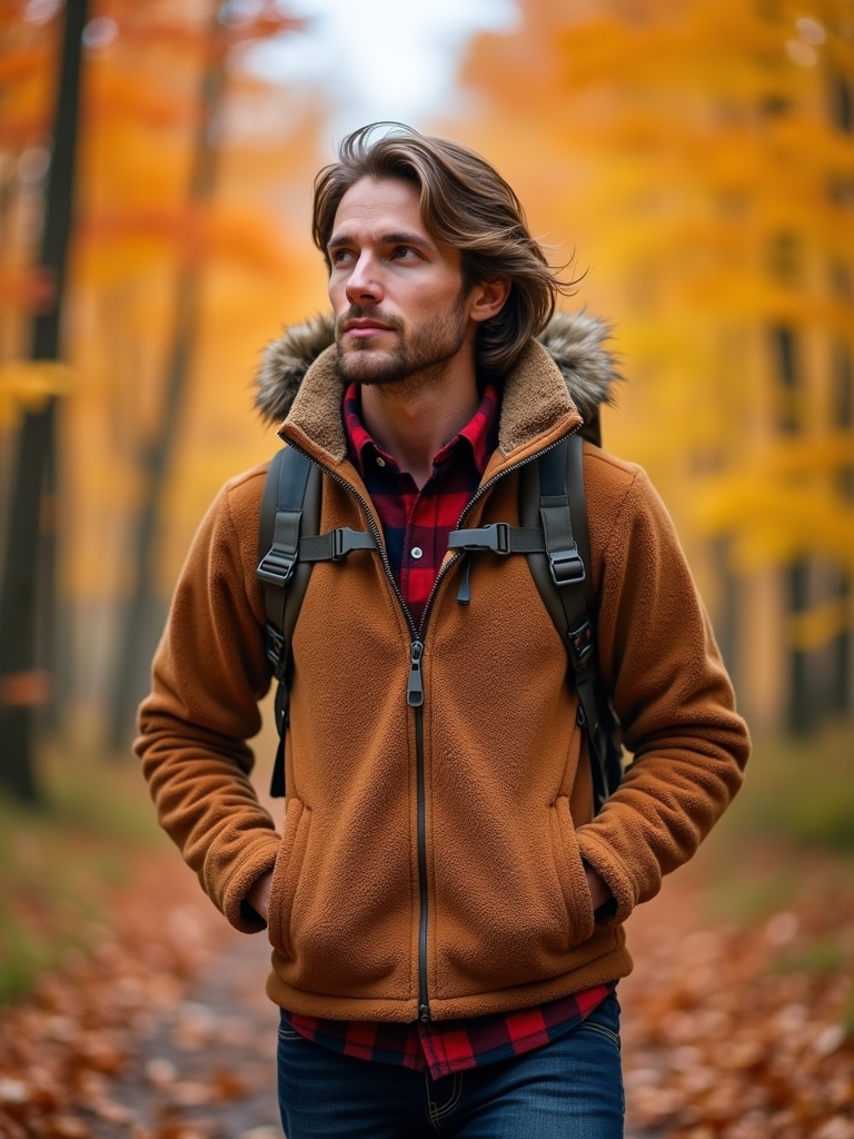 Fleece Jacket Paired With Plaid Flannel