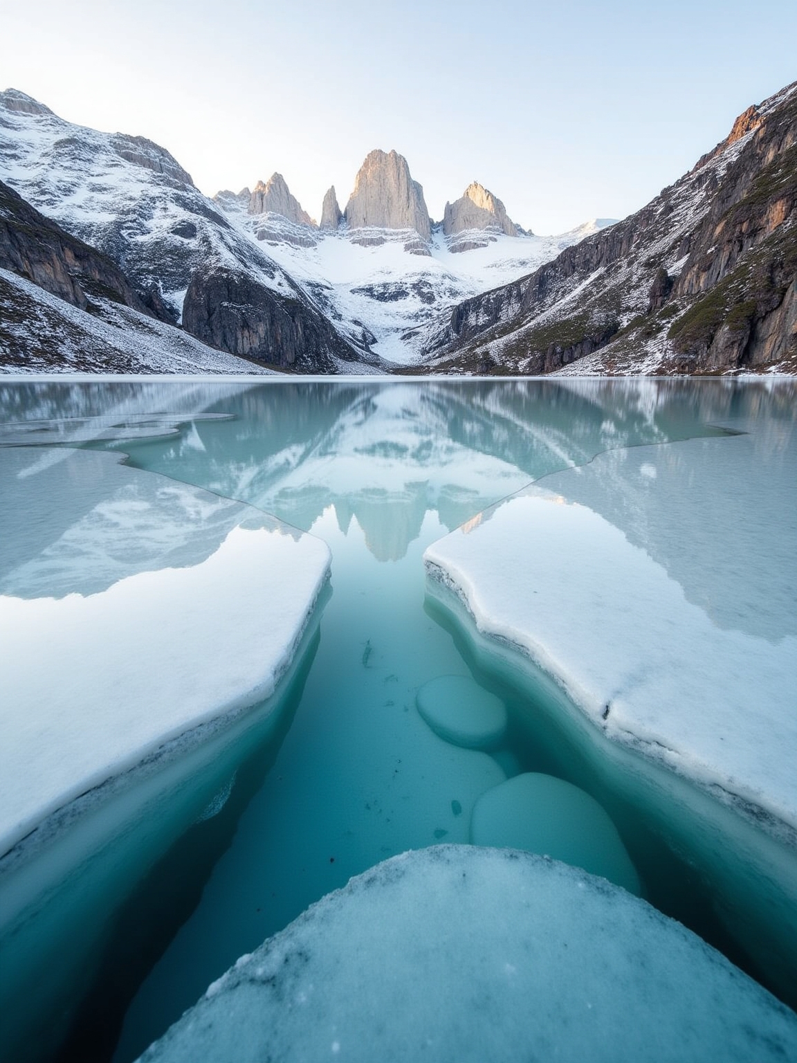 pristine alpine glacial lake