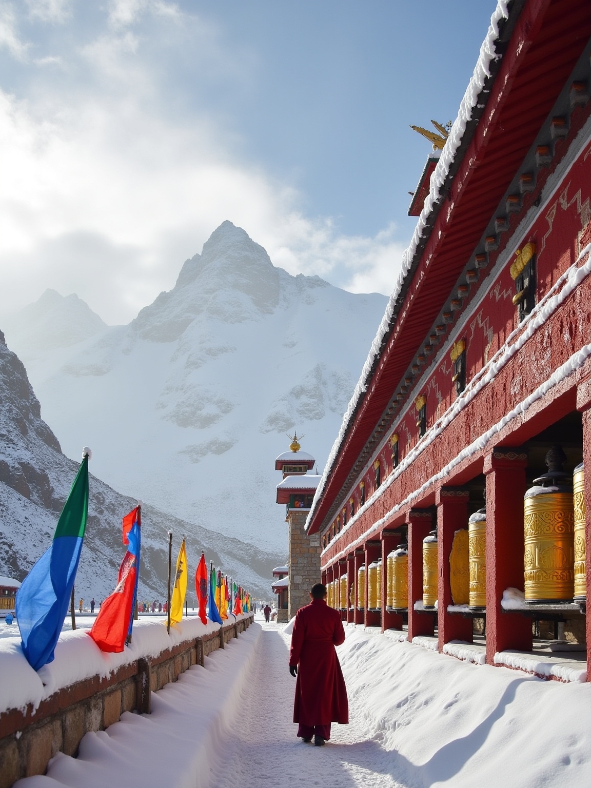 vibrant tibetan monastery landscape