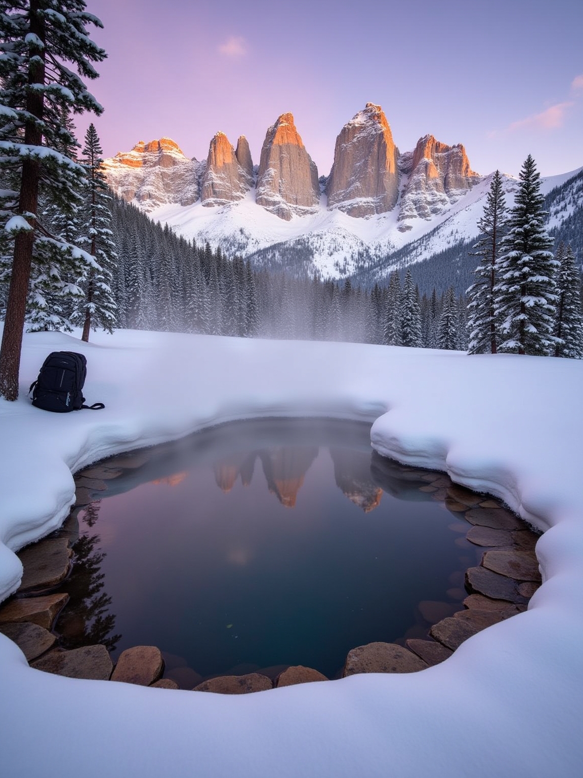 winter backcountry hot springs