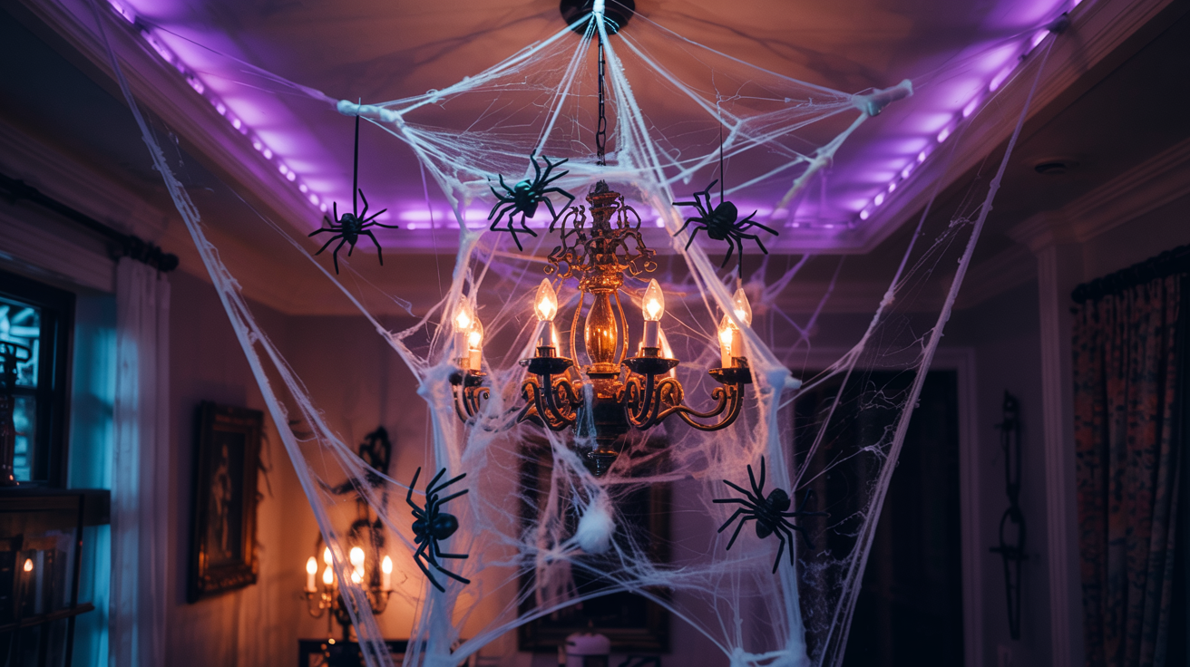 23 Glow Spider Ceiling Web Ideas for Creepy Indoors
