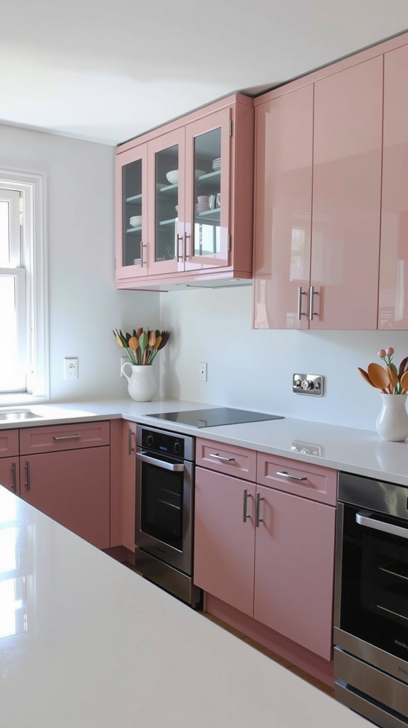 bright welcoming pink cabinetry