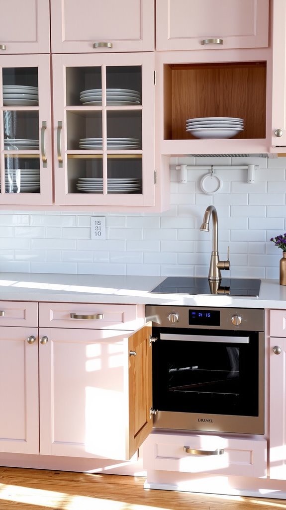 brushed nickel meets muted pink