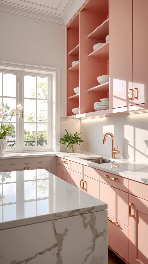 charming blush pink cabinets