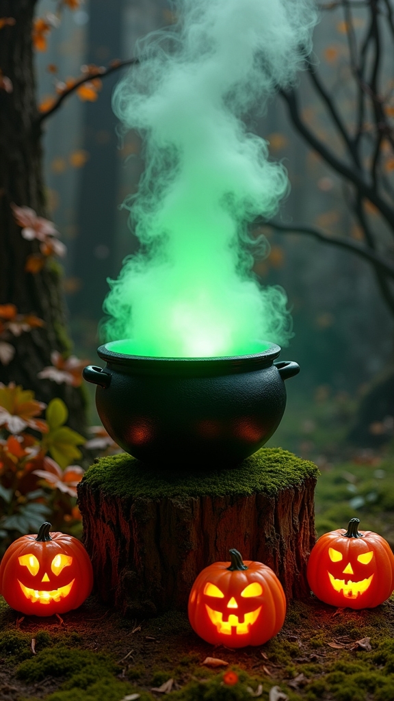 eerie green witch fountain