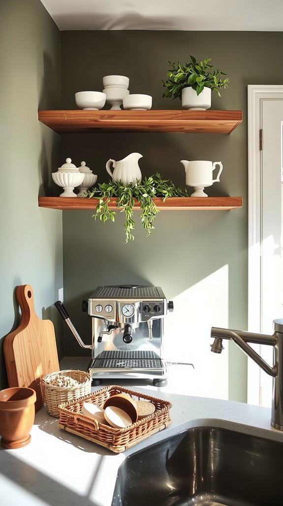 sage green coffee station