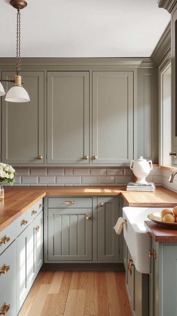 sage green with aged hardware