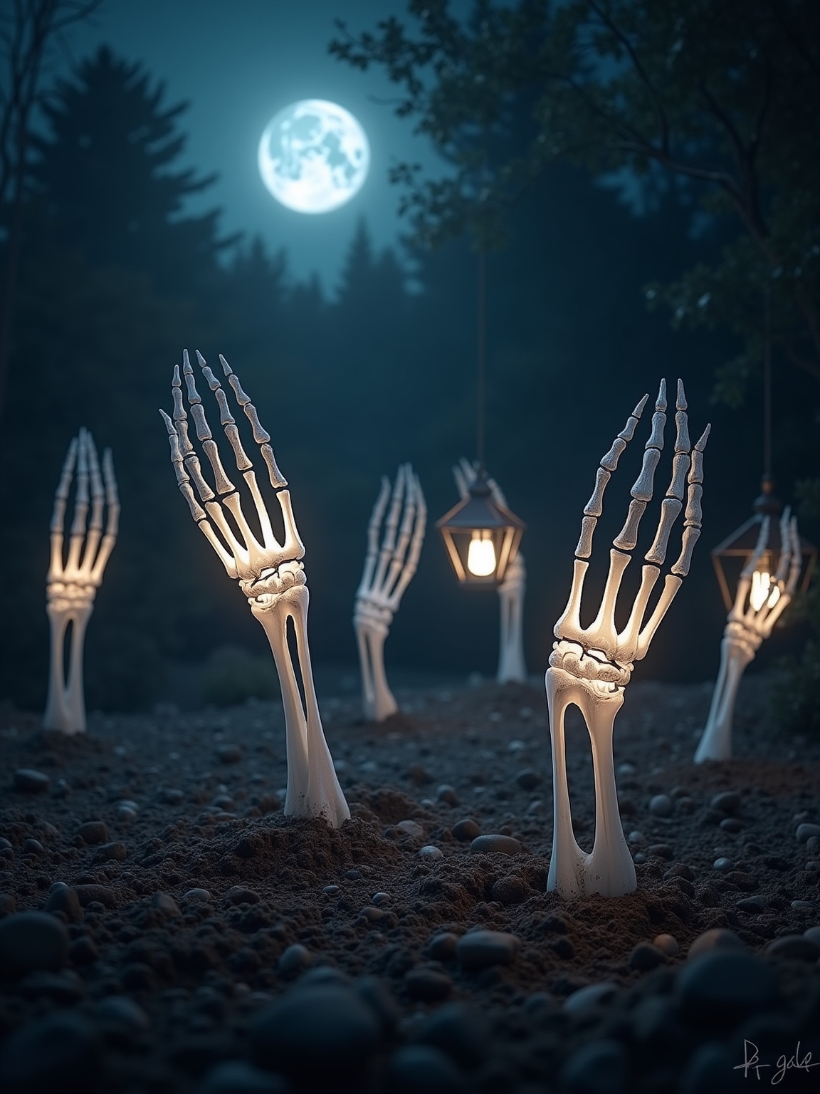 skeleton hand garden stakes