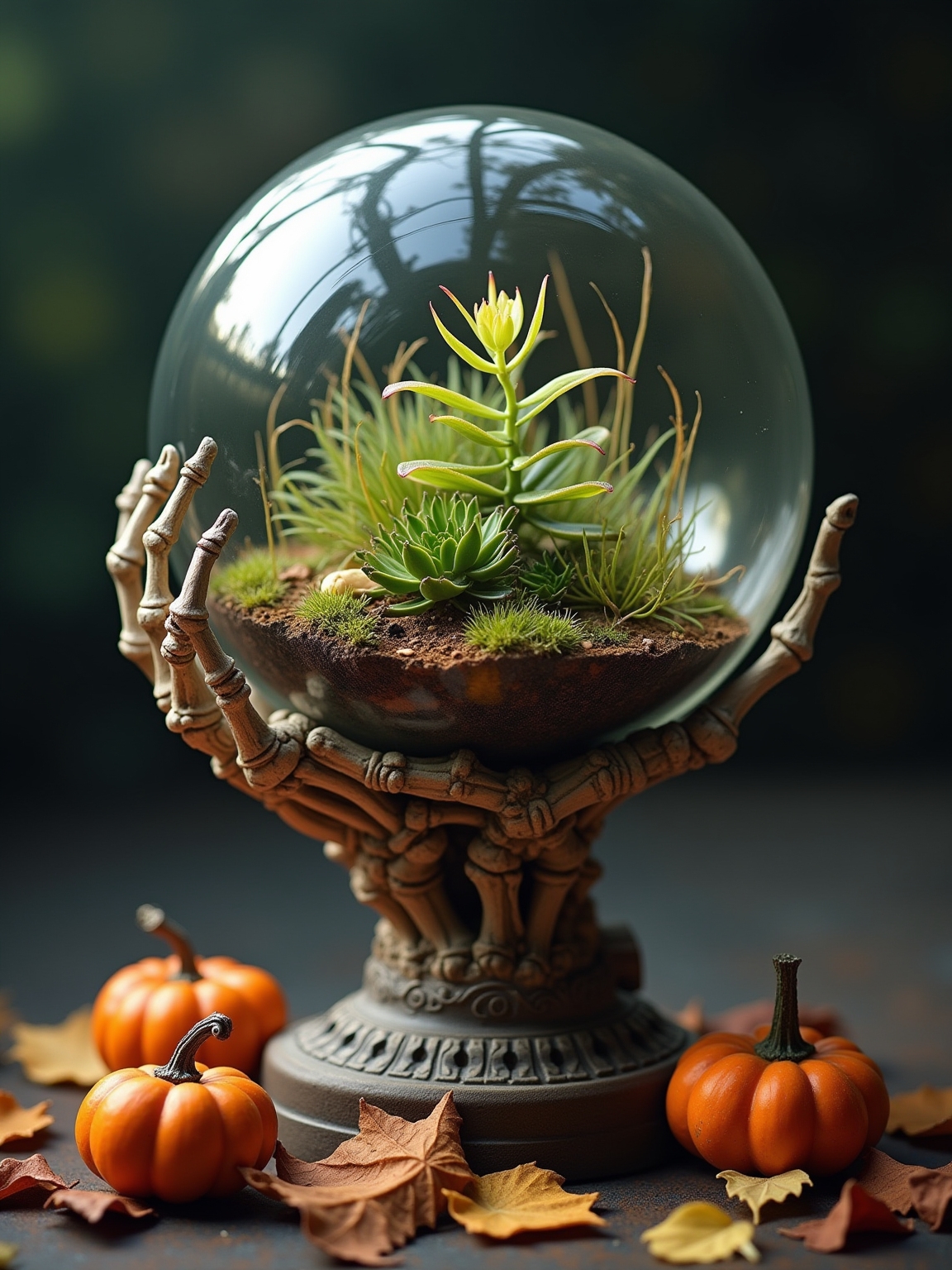 skeleton hand terrarium accents
