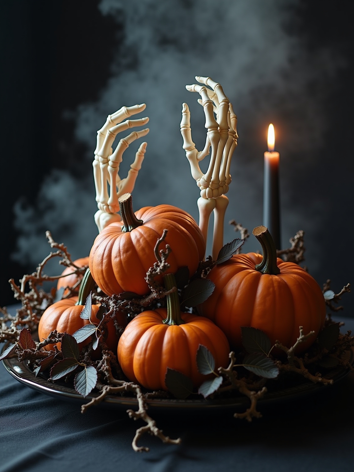 skeleton hands table decor
