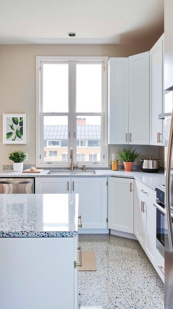 space saving terrazzo kitchen surfaces