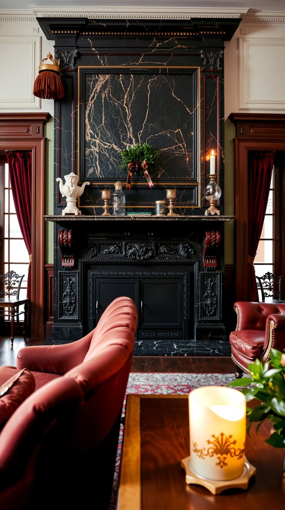 victorian black and gold mantelpieces