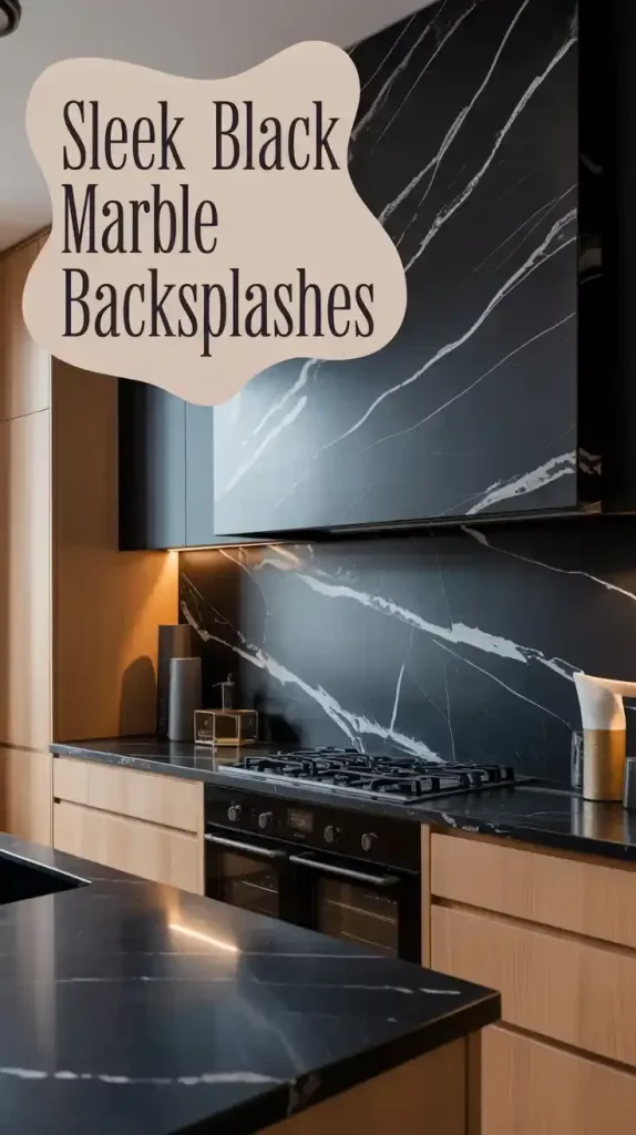 Sleek Black Marble Backsplashes With Subtle Veining