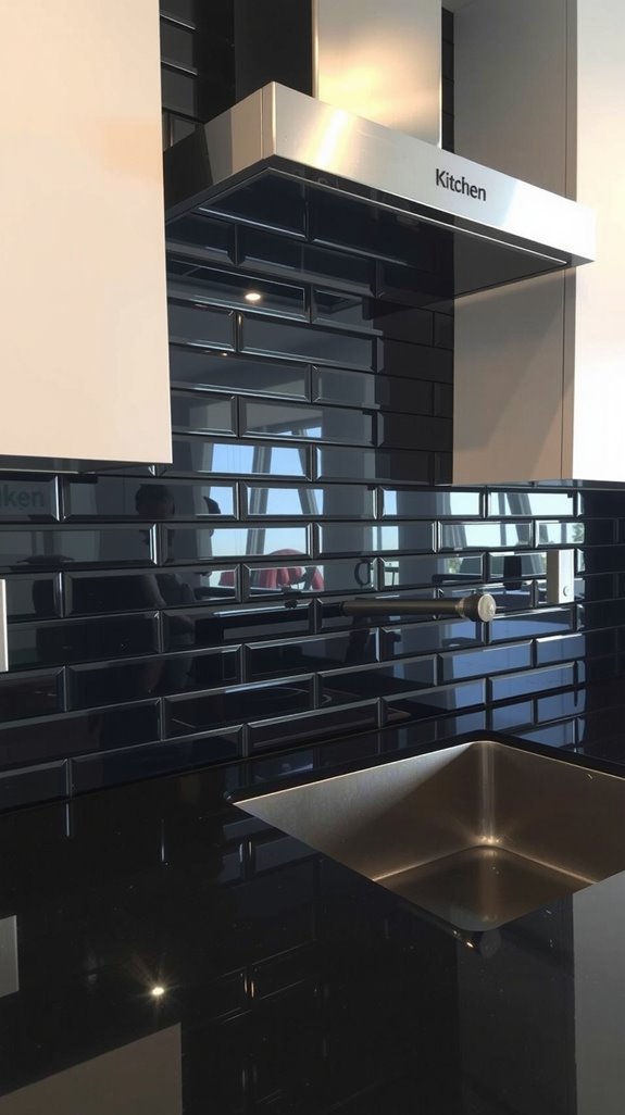 modern black subway tiles