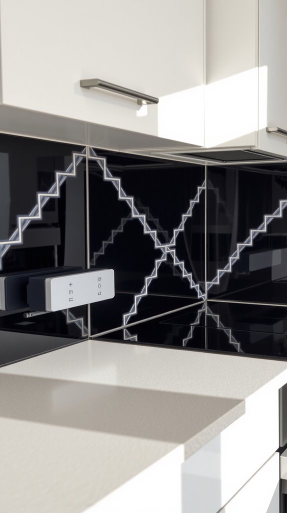textured black geometric tiles